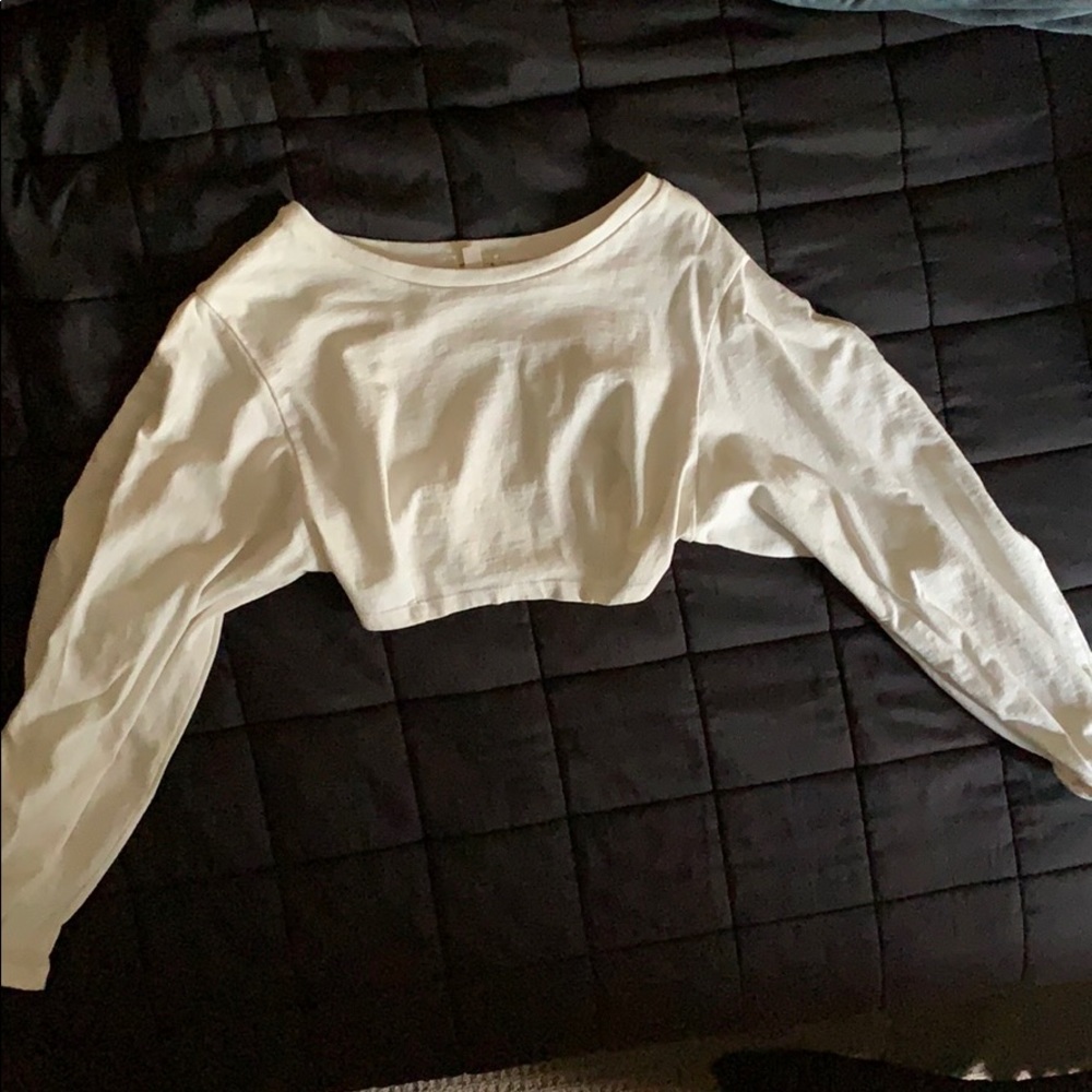 White Long Sleeve Crop Top